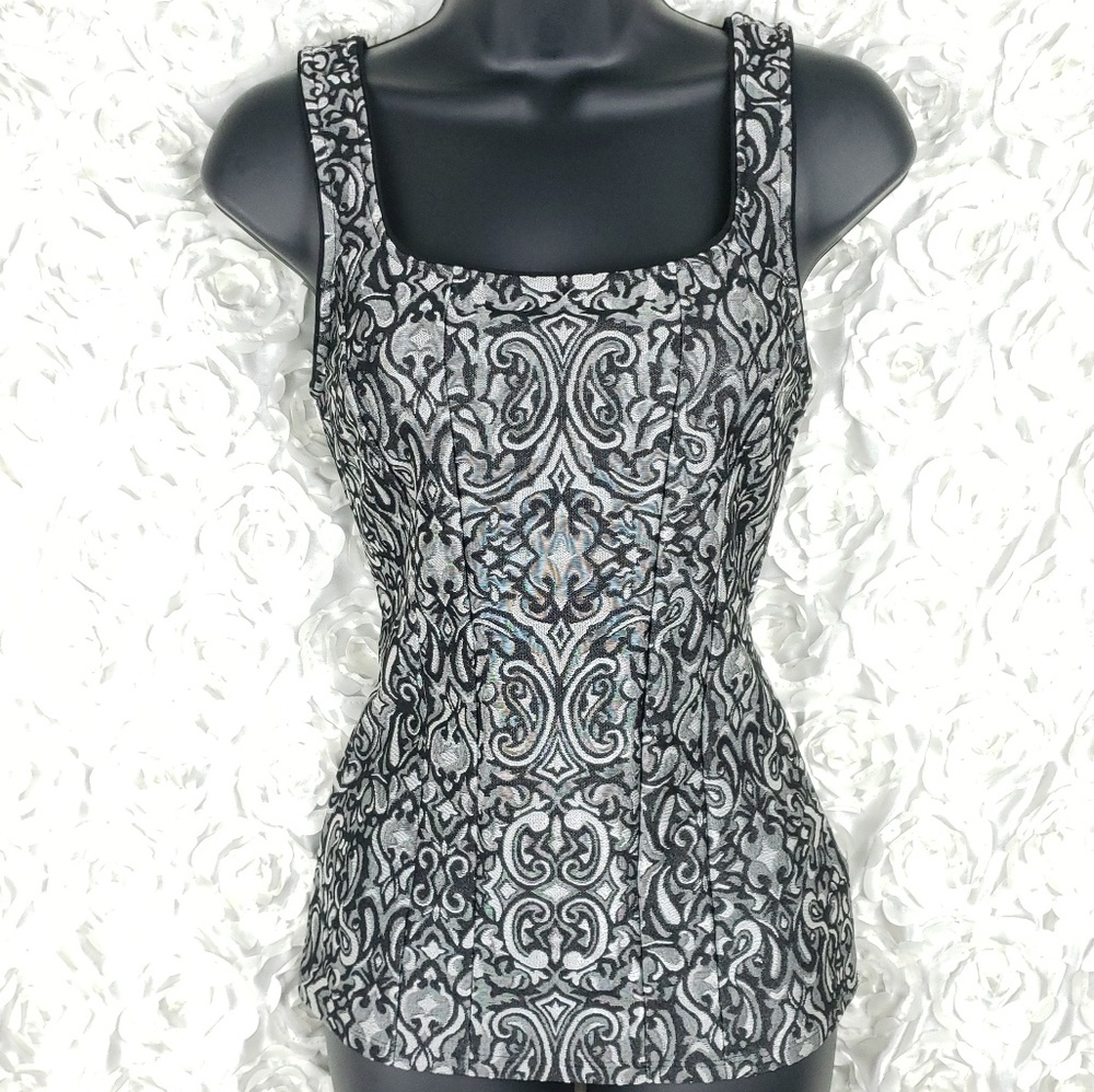 WHBM Damask Pattern Fitted Tank Top